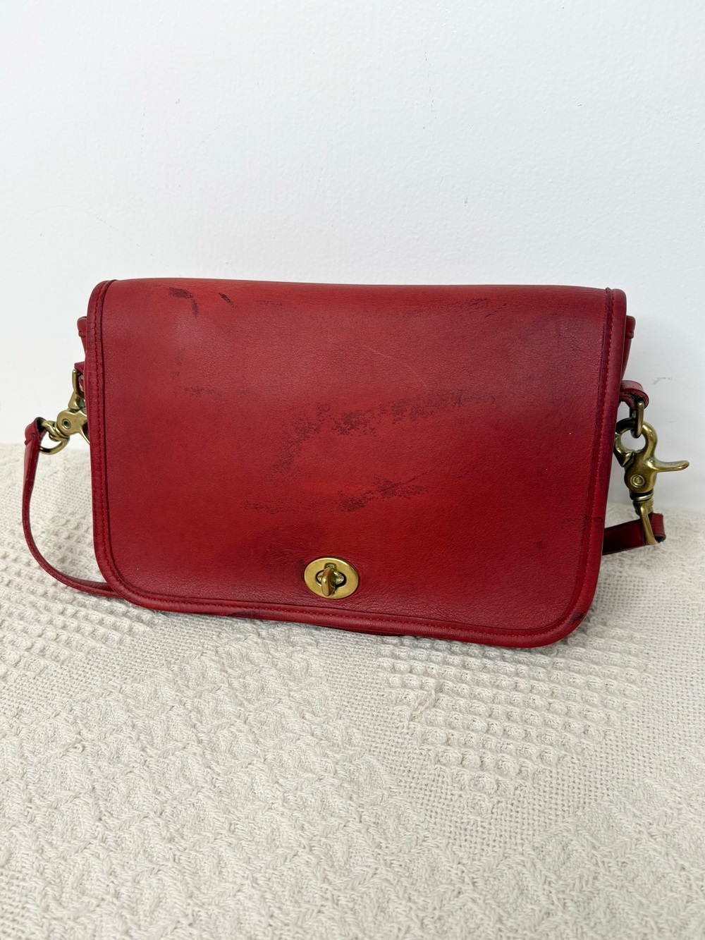 PROJECT 90s Vintage Coach Pocket Purse 9755 Red Leather Crossbody Clutch